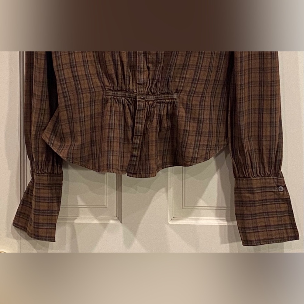 *Charming Brown Vintage Women's Country Plaid Blouse - Picture 7 of 10